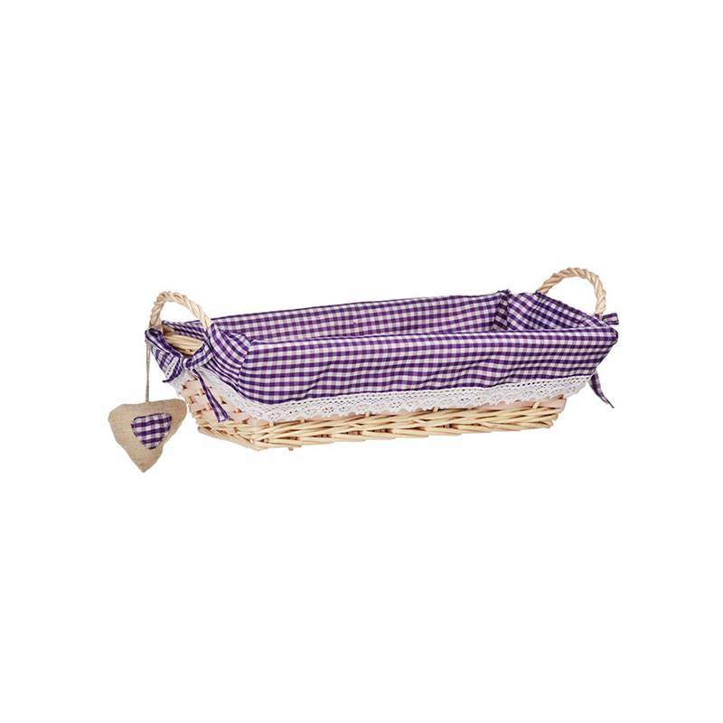 Purple Gingham Lining Large Rectangle Willow Basket - Premier Home