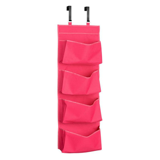 Over Door Hot Pink 4 Tier Hanging Organiser - Premier Home