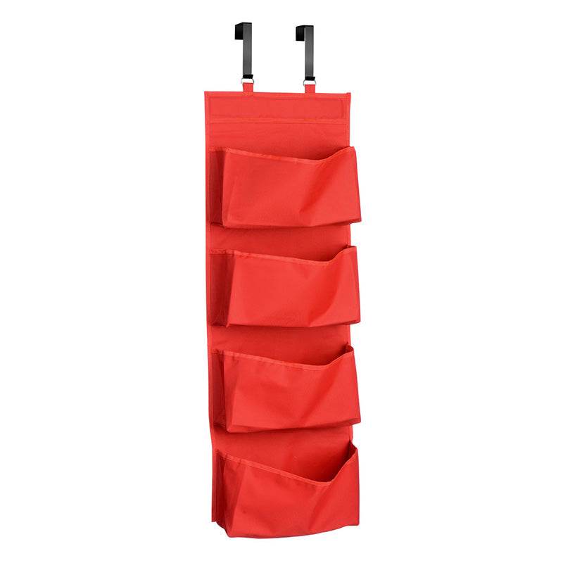 Over Door Red 4 Tier Hanging Organiser - Premier Home