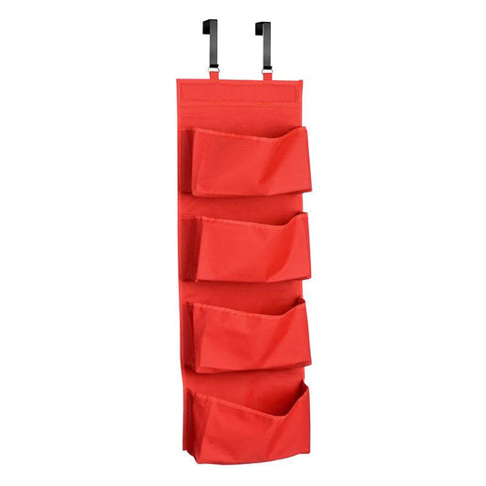 Over Door Red 4 Tier Hanging Organiser - Premier Home
