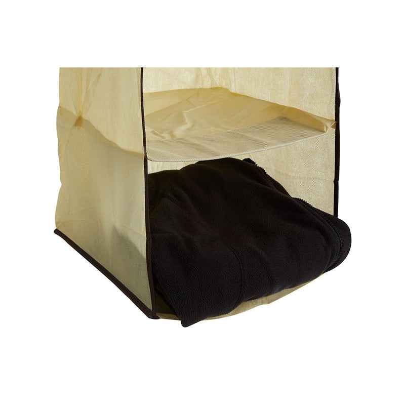 3 Section Cream Hanging Garment Organiser