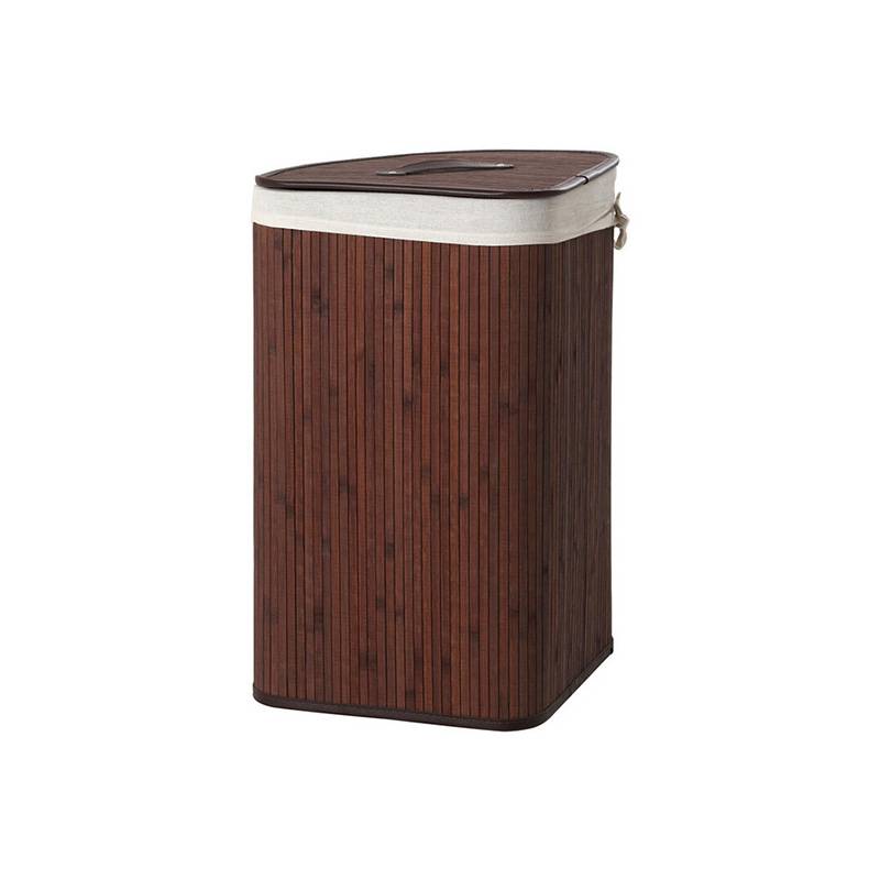 Kankyo Dark Brown Bamboo Corner Laundry Hamper