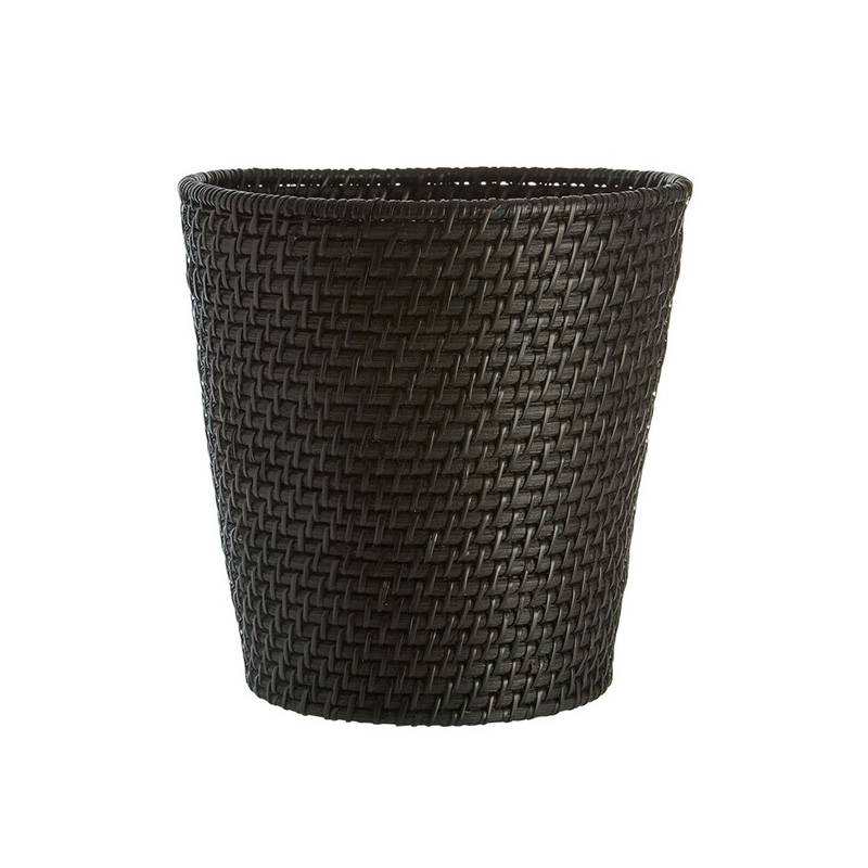 Lidi Black Rattan Waste Basket