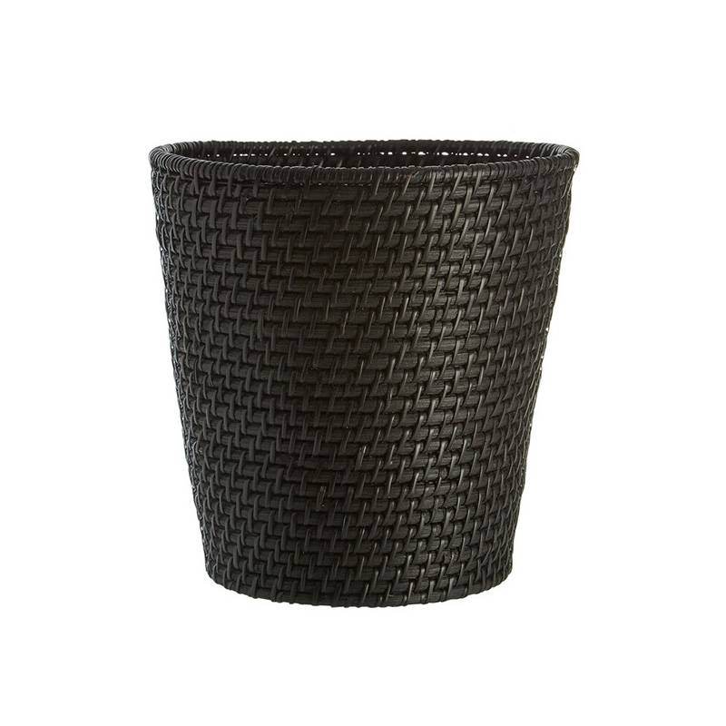 Lidi Black Rattan Waste Basket - Premier Home