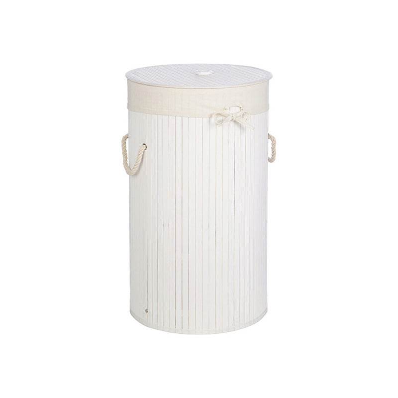 Kankyo Round White Bamboo Laundry Hamper - Premier Home