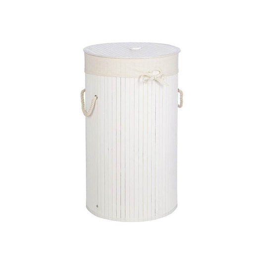 Kankyo Round White Bamboo Laundry Hamper - Premier Home