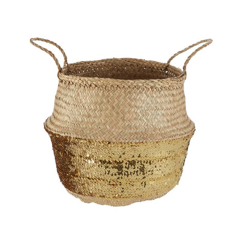 Gold Sequin Medium Seagrass Basket