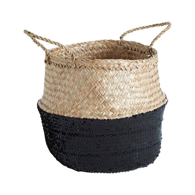 Black And Natural Medium Seagrass Basket
