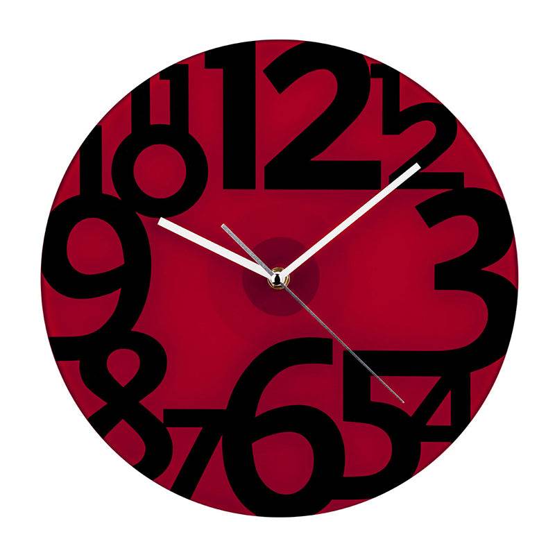 Red Glass and Black Numbers Wall Clock - Premier Home