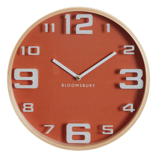 Vitus Orange Wood Large Numbers Wall Clock - Premier Home