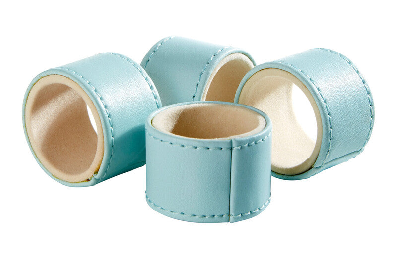 Faux Leather Baby Blue Napkin Rings
