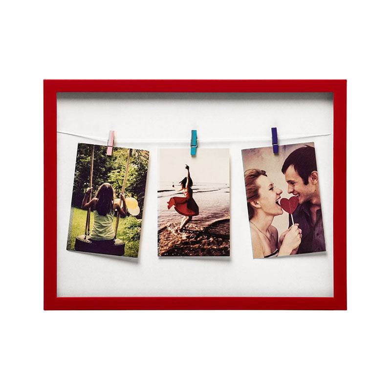 Washing Line 3 Peg Deep Red Photo Frame - Premier Home