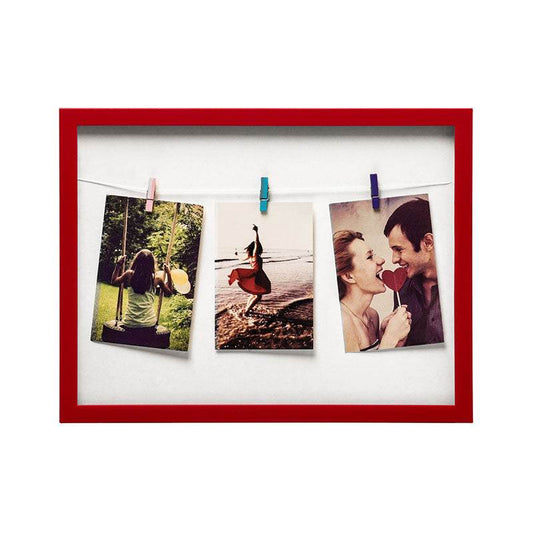Washing Line 3 Peg Deep Red Photo Frame - Premier Home