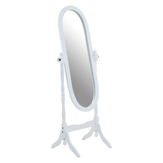 Oval Cheval Mirror With White Wood Frame - Premier Home