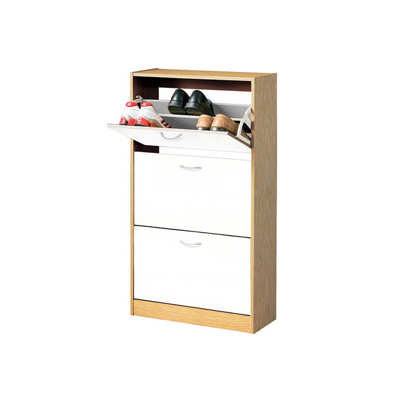 Quinn White And Oak Veneer 3 Drawer Shoe Cupboard