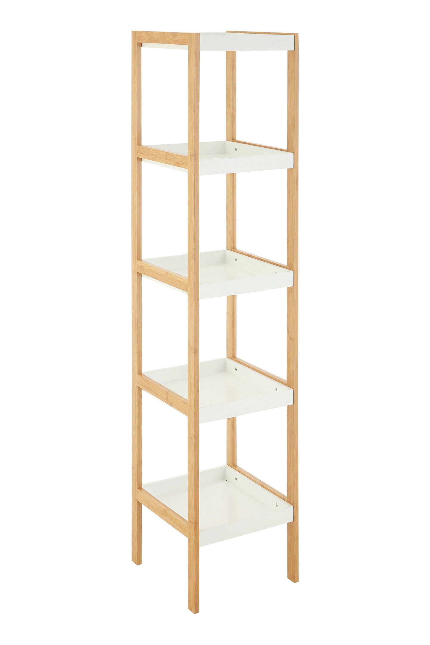 Nostra 5 Tier White / Bamboo Shelf Unit