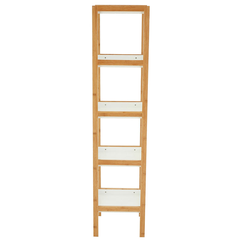Nostra 5 Tier White / Bamboo Shelf Unit