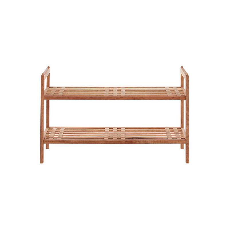 Arla 2 Tier Stackable Walnut Wood Shoe Rack - Premier Home