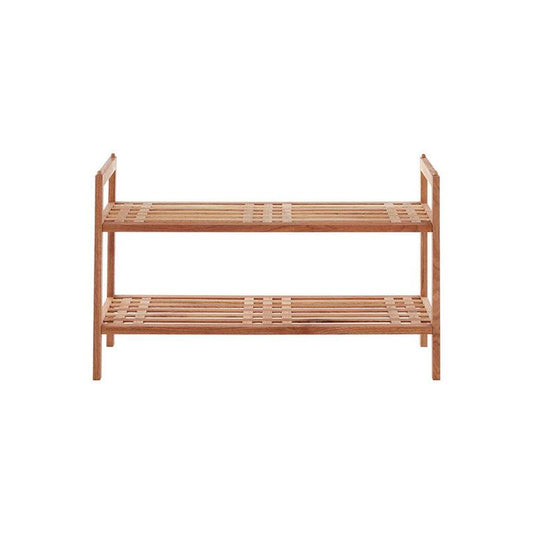 Arla 2 Tier Stackable Walnut Wood Shoe Rack - Premier Home