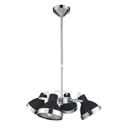 Black Shade and Chrome 4 Light Pendant Light - Premier Home