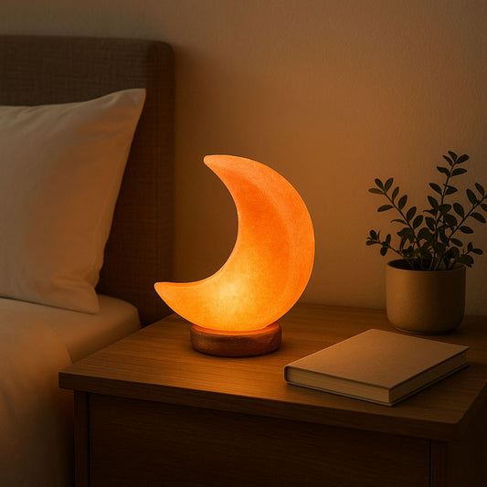 Nepal Crescent Moon Pink Natural Salt Lamp