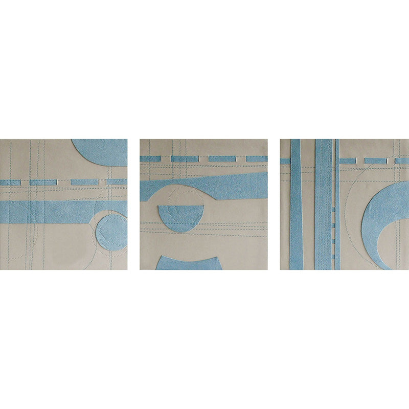 Set Of 3 Blue & Cream Prints - 8Cm Thick