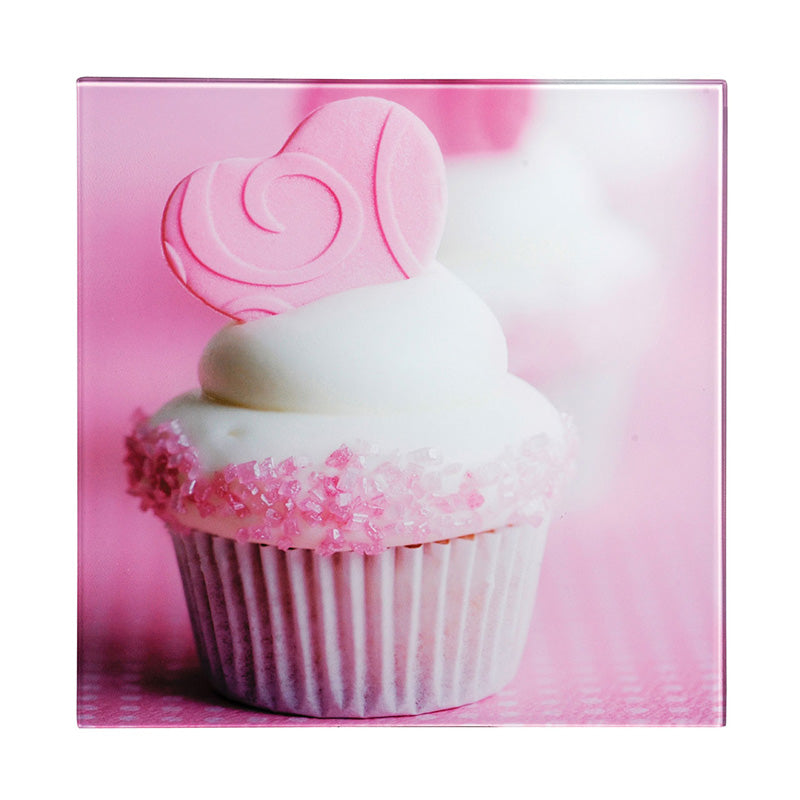 Cupcake Glass Print With White Base