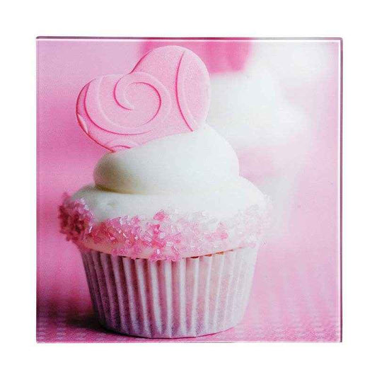Cupcake Glass Print With White Base