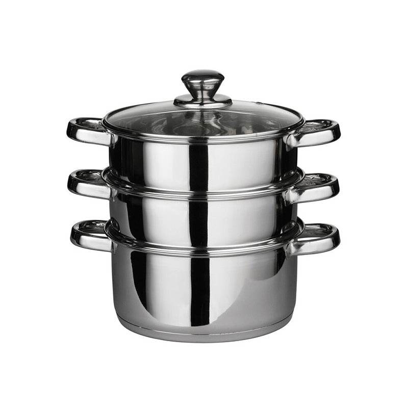 3 Tier Stainless Steel Steamer with Glass Lid - Premier Home