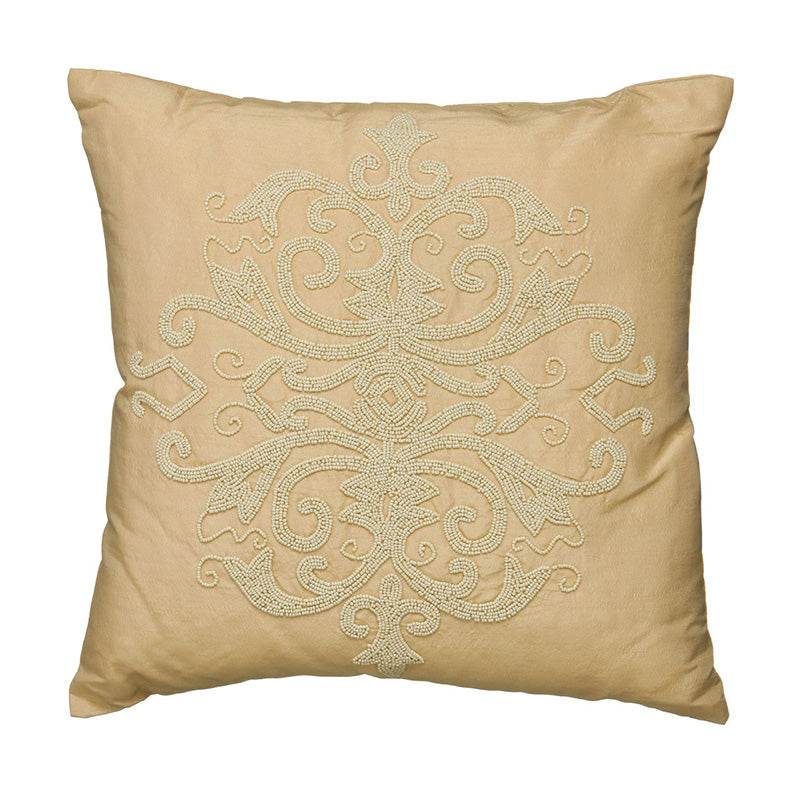 Ivory Beaded Flock Cushion - Premier Home