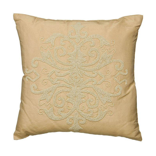Ivory Beaded Flock Cushion - Premier Home