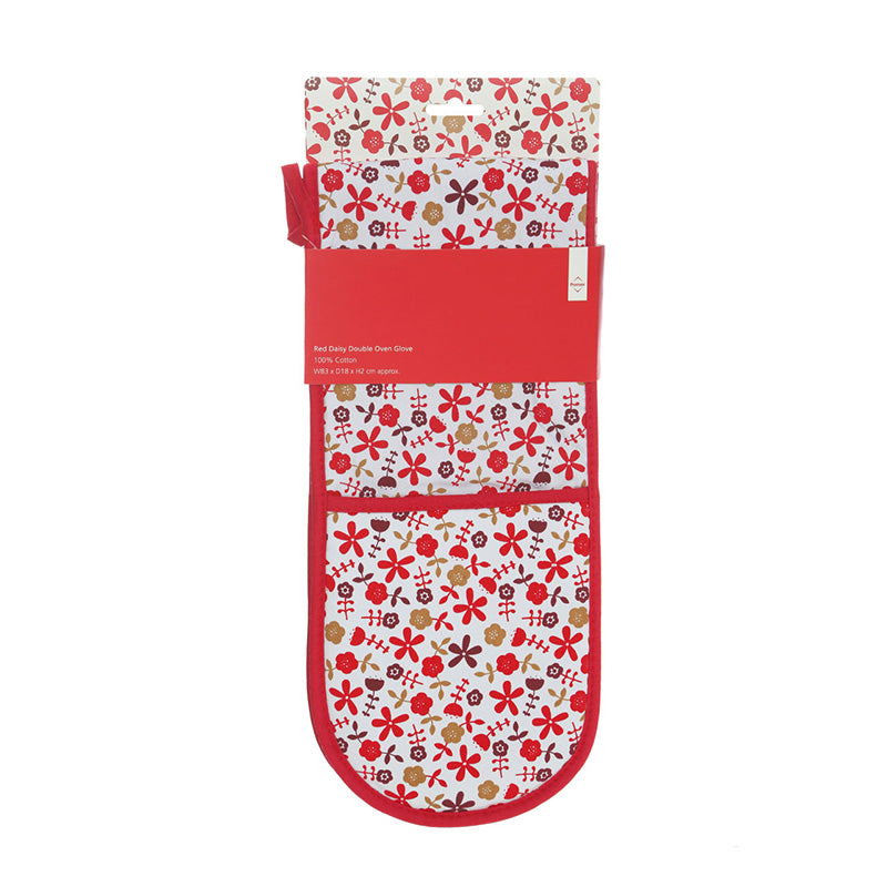 Red Daisy Double Oven Glove
