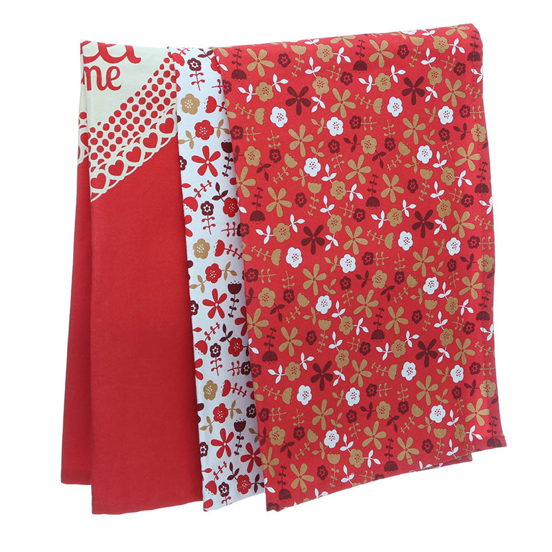 Red Daisy Tea Towels - Set Of 3