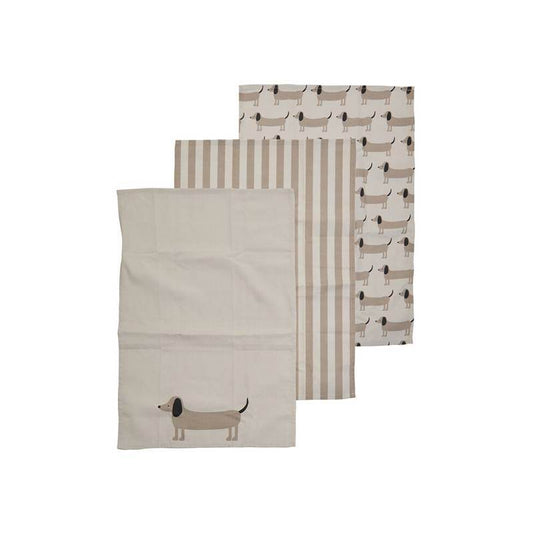 Set Of Three Sausage Dog Tea Towels - Premier Home