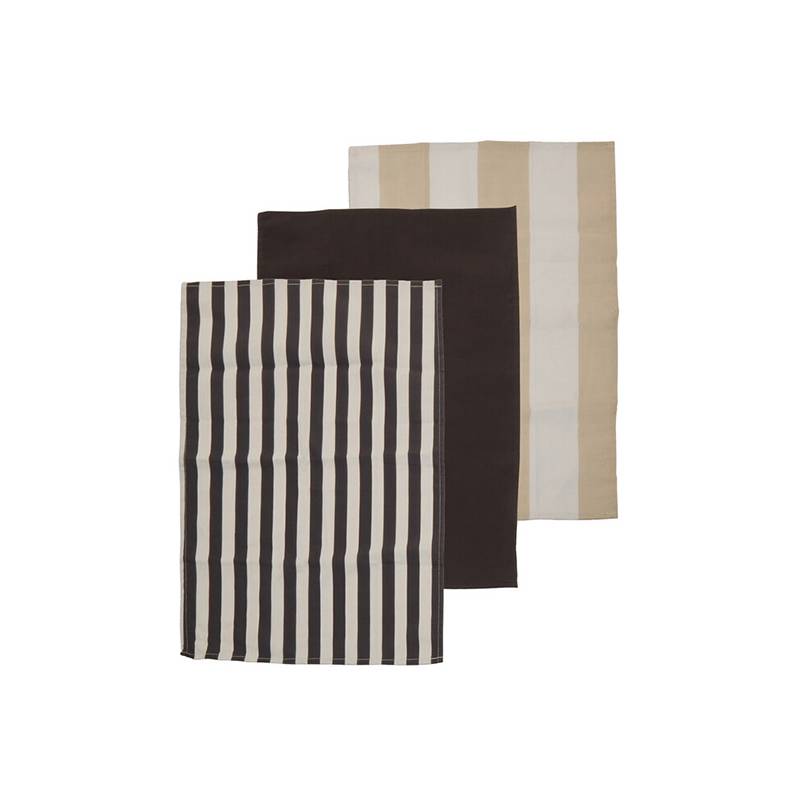 Set Of Three Stripe Tea Towels