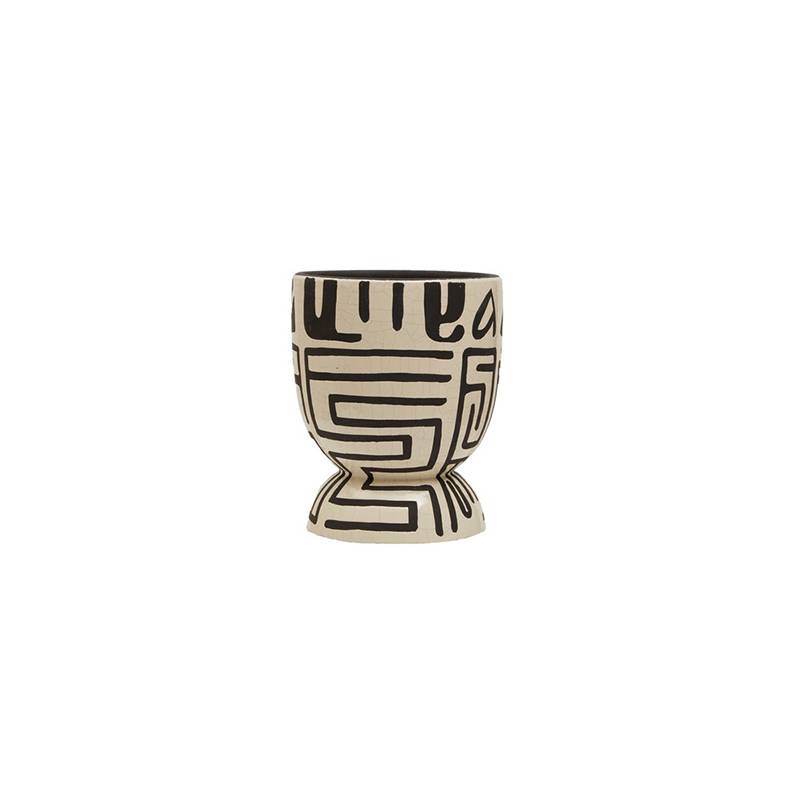 Barren Earthenware White And Black Planter - Premier Home