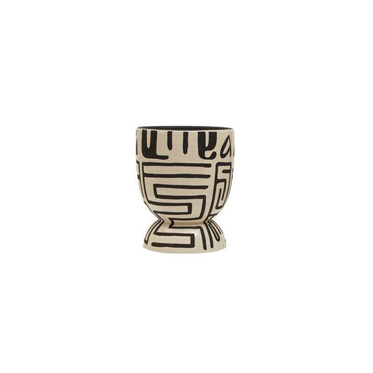Barren Earthenware White And Black Planter - Premier Home