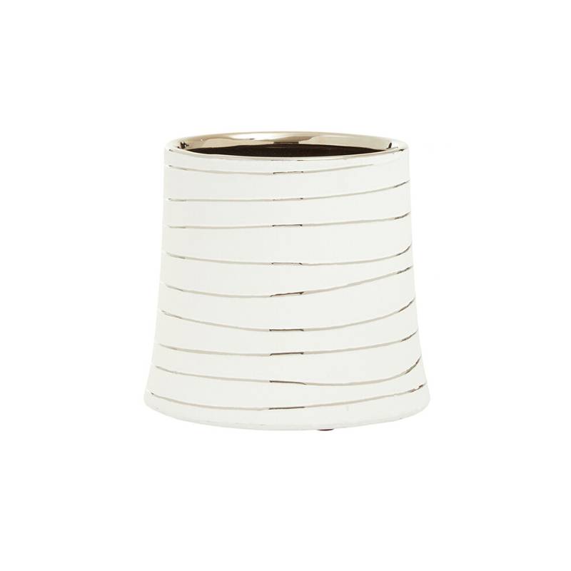 Haldis Small White Silver Ceramic Planter
