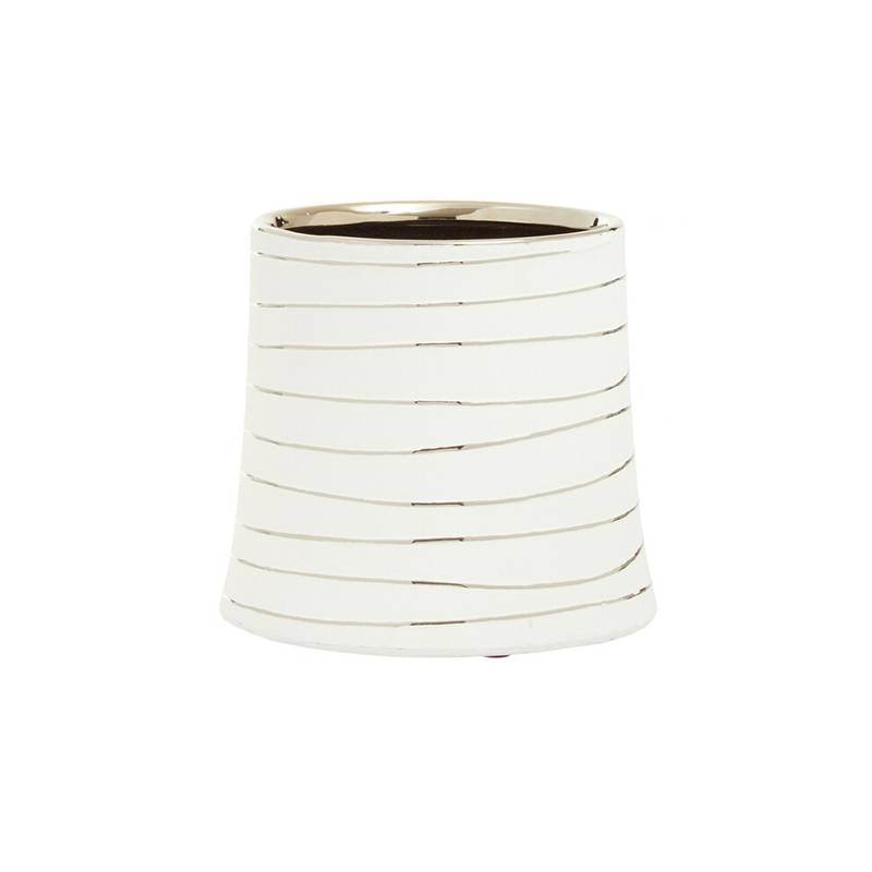 Haldis Small White Silver Ceramic Planter - Premier Home