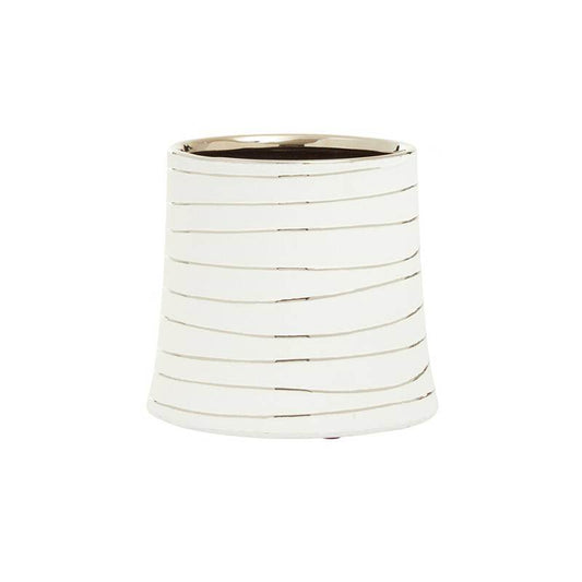 Haldis Small White Silver Ceramic Planter - Premier Home