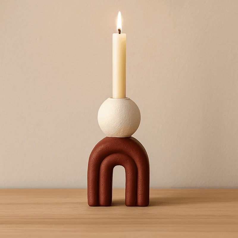 Utica Candle Holder With Red Base - Premier Home