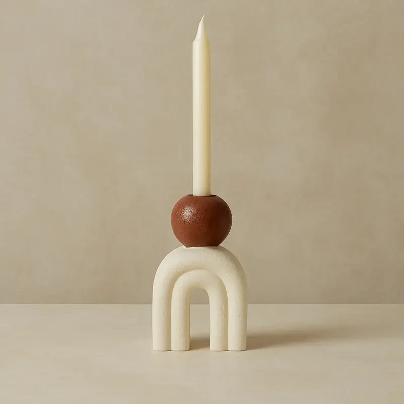 Utica Candle Holder With Cream Base