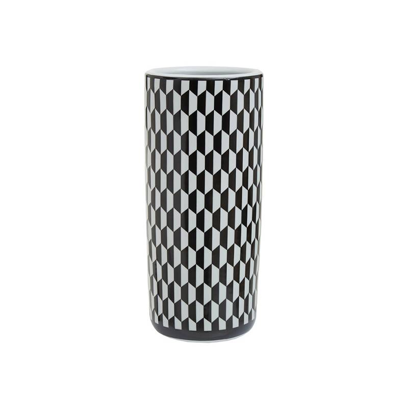 Marlo Black and White Geometric Print Ceramic Umbrella Stand