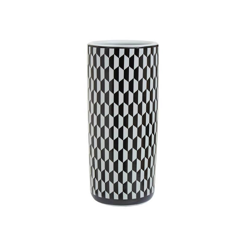 Marlo Black and White Geometric Print Ceramic Umbrella Stand - Premier Home