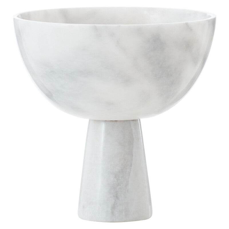 Salmo Large White Marble Pedestal Bowl - Premier Home