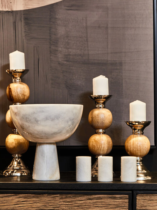 Salmo Large White Marble Pedestal Bowl