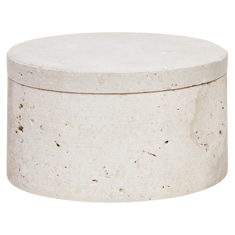 Tibor Travertine Round Trinket Box