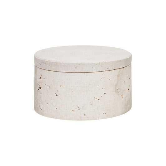Tibor Travertine Round Trinket Box