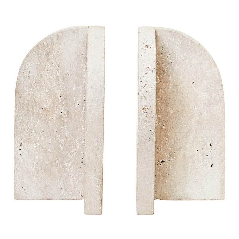Tibor Travertine Set of 2 Arched Bookends - Premier Home