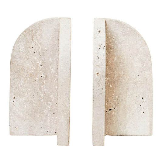 Tibor Travertine Set of 2 Arched Bookends - Premier Home